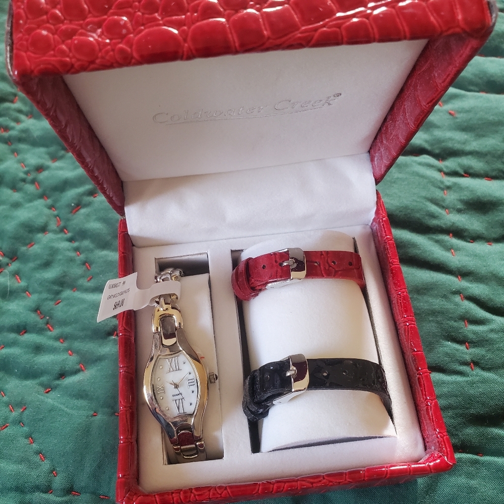 Women's Watch with 3 watch bands from Coldwater Creek. NEW with Tags.